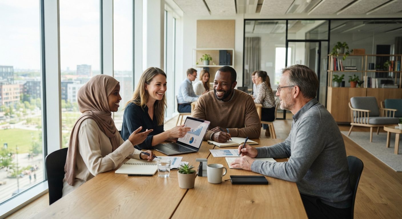 Medarbejdere der trives sammen på en sund arbejdsplads med godt arbejdsmiljø